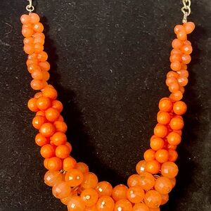 Vibrant Orange Chunky Beaded Necklace. 30 inches long with 3 inch extender